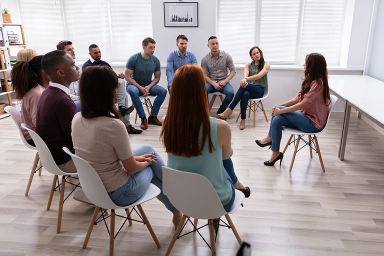 group therapy for mental health discussing together