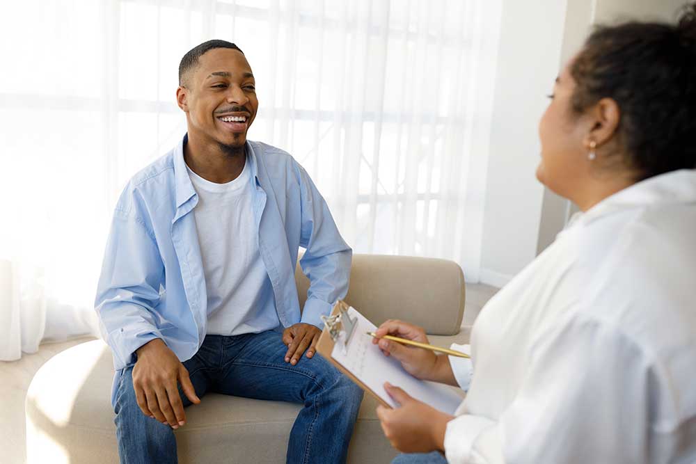 a guy attending a medication-assisted treatment program for behavioral health