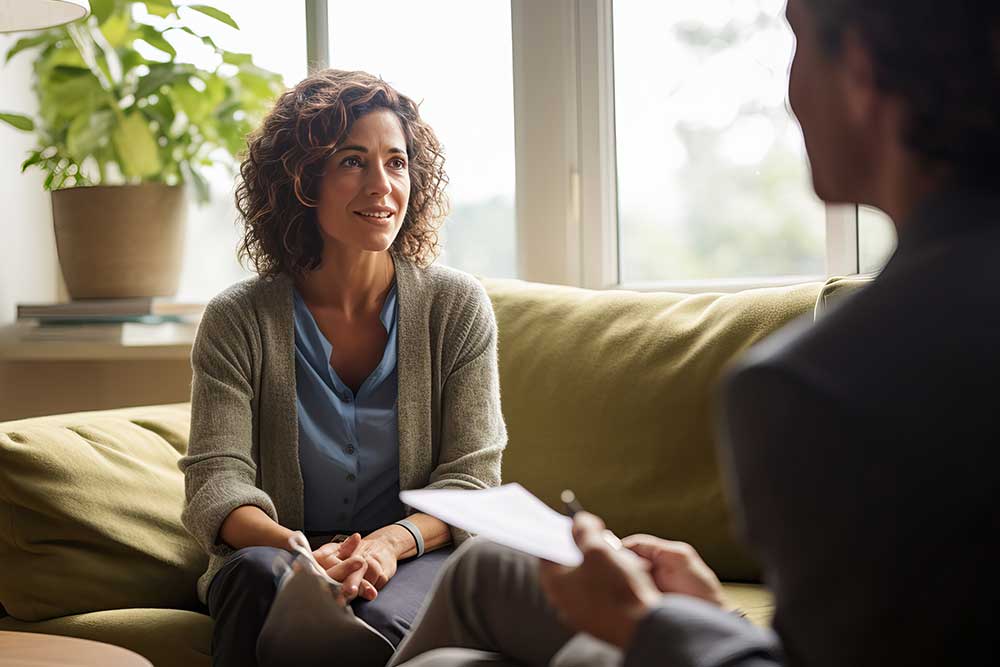 elderly woman attending a psychiatric treatment session for mental health care